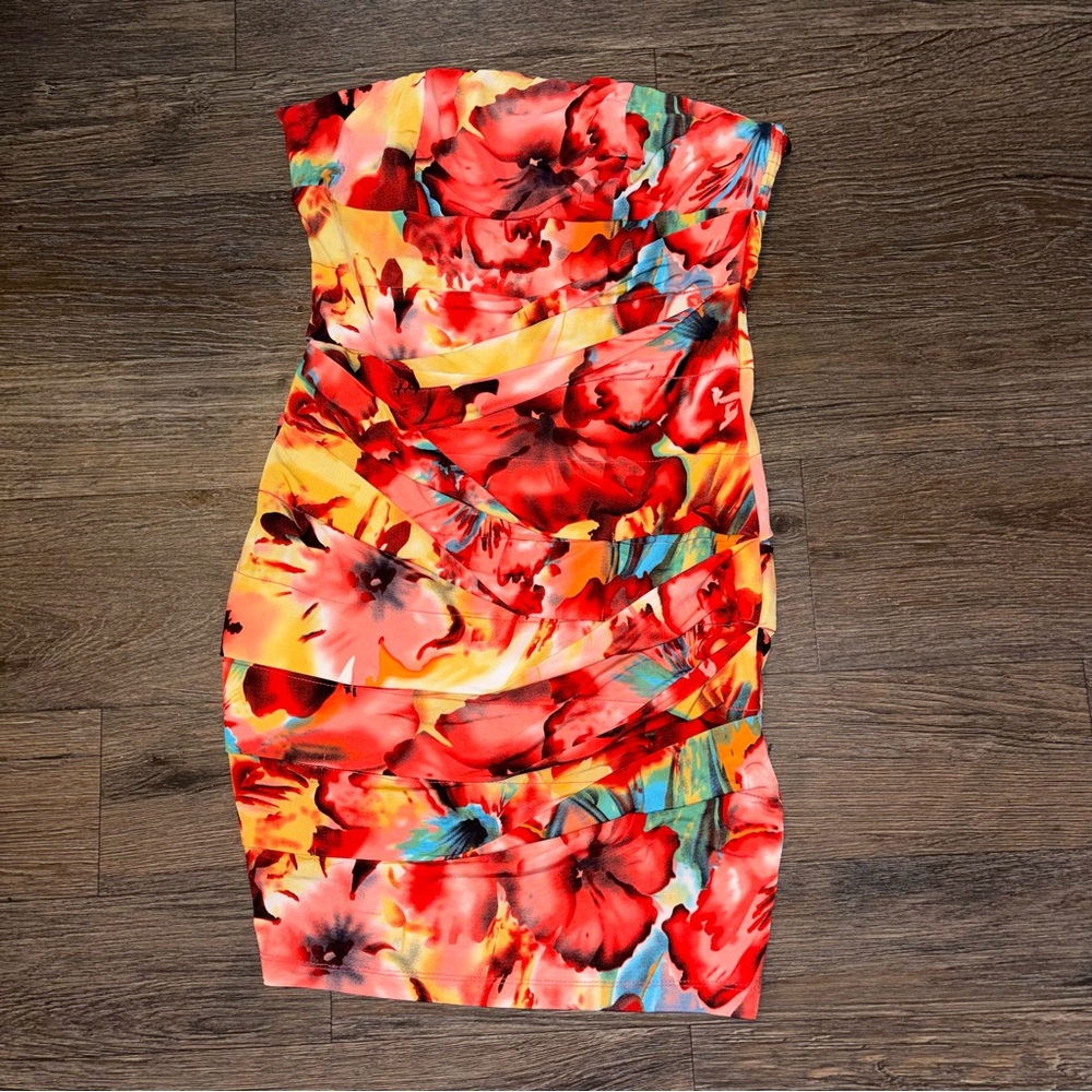 Runway Couture medium Strapless Floral Bodycon Dress